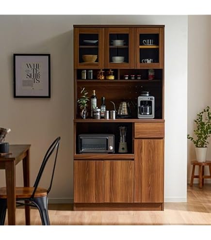 Amazon｜クロシオ カトレア食器棚 90-90 ホワイト 幅89.5奥行38高さ